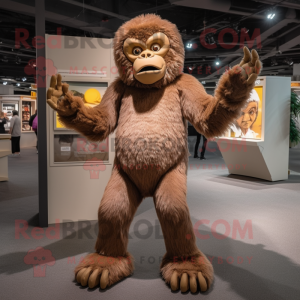 Tan Gorilla mascot costume character dressed with a Romper and Anklets