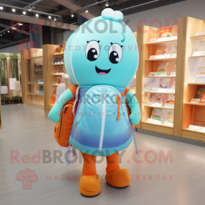 Cyan Abrikos maskot kostume...