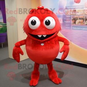 Red Crab Cakes mascot costume character dressed with a V-Neck Tee and Cummerbunds