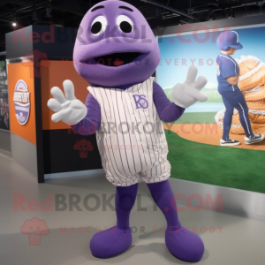 Lavender Baseball Glove mascot costume character dressed with a Leggings and Earrings