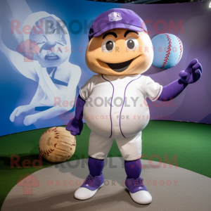 Lavender Baseball Glove mascot costume character dressed with a Leggings and Earrings