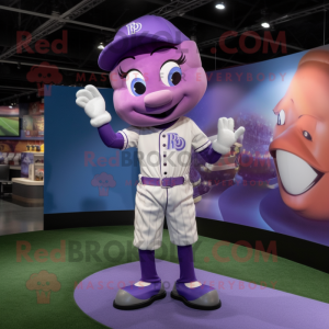 Lavender Baseball Glove mascot costume character dressed with a Leggings and Earrings