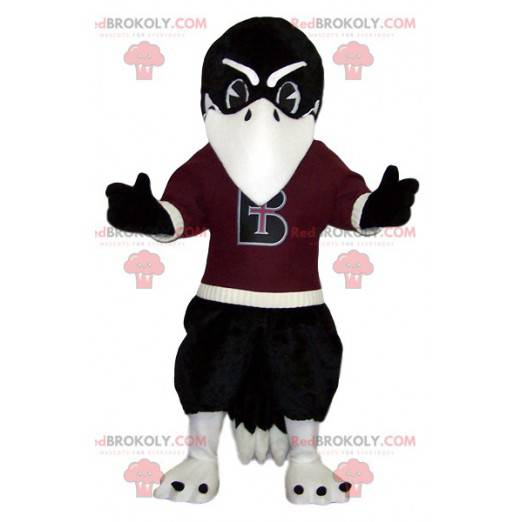 Black eagle mascot with his burgundy supporter jersey -