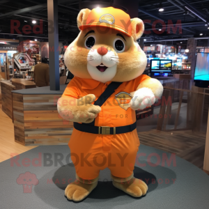 Orange Hamster mascot costume character dressed with a Cargo Pants and Bracelets