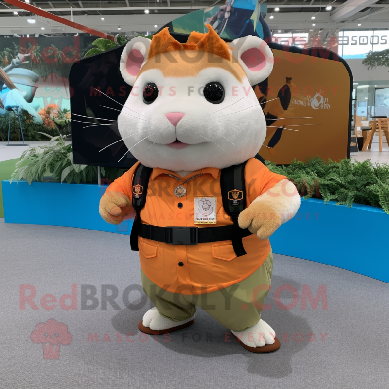 Orange Hamster mascot costume character dressed with a Cargo Pants and Bracelets