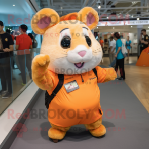 Orange Hamster mascot costume character dressed with a Cargo Pants and Bracelets