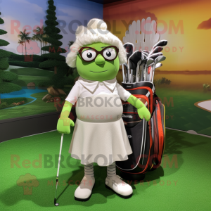 nan Golf Bag mascot costume character dressed with a Pleated Skirt and Eyeglasses