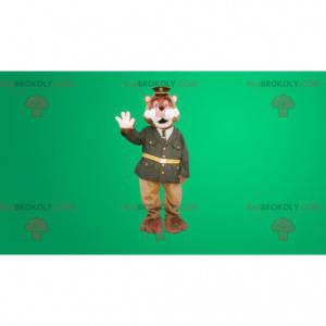 Brown bear mascot dressed in police uniform - Redbrokoly.com