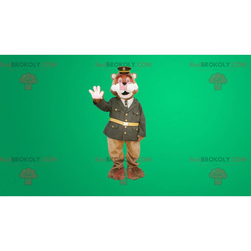 Mascote urso pardo vestido com uniforme de policial - Mascote urso pardo vestido com uniforme de policial -