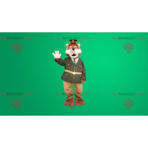 Brown bear mascot dressed in police uniform - Redbrokoly.com