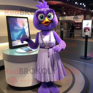 Lavender Wrist Watch mascot costume character dressed with a Maxi Skirt and Necklaces