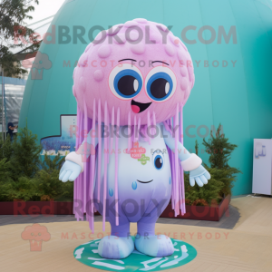 nan Jellyfish mascot costume character dressed with a Playsuit and Necklaces