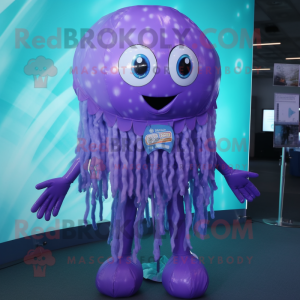 nan Jellyfish mascot costume character dressed with a Playsuit and Necklaces