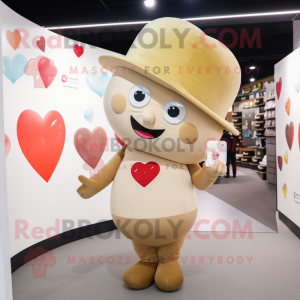 Beige Heart mascot costume character dressed with a Leggings and Hats