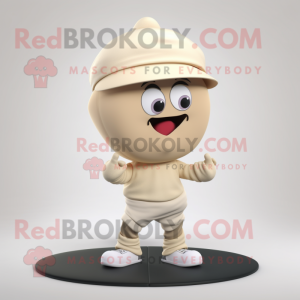 Beige Heart mascot costume character dressed with a Leggings and Hats