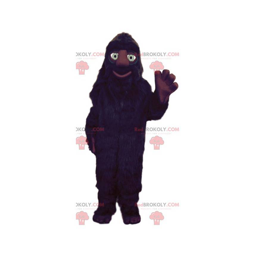 Mascotte de monstre poilu noir - Redbrokoly.com
