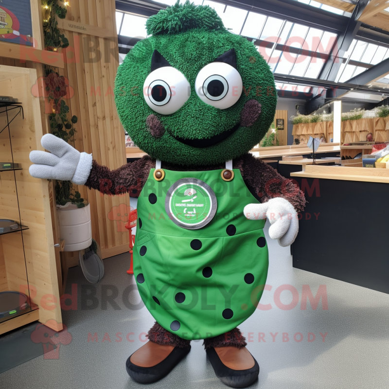 Forest Green Meatballs mascot costume character dressed with a Dungarees and Shoe clips Forest Green Meatballs mascot costume character dressed with a Dungarees and Shoe clips