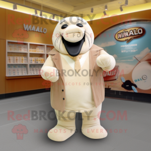 Cream Walrus maskot drakt...