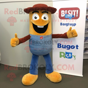 Rust Burgers mascot costume character dressed with a Bootcut Jeans and Shoe clips