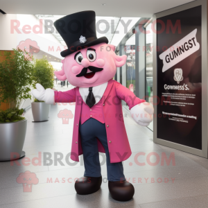 Personagem de mascote rosa...