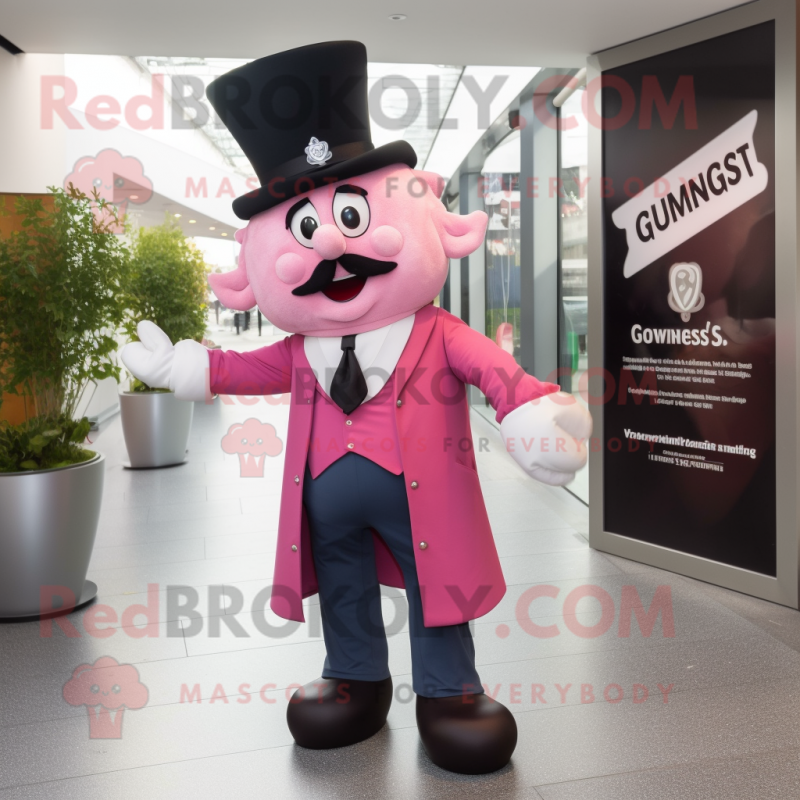 Pink Guinness mascot costume character dressed with a Flare Jeans and Cufflinks Pink Guinness mascot costume character dressed with a Flare Jeans and Cufflinks