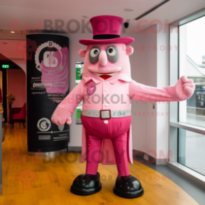 Pink Guinness mascot costume character dressed with a Flare Jeans and Cufflinks