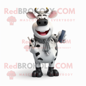 Silver Holstein Cow maskot...