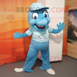 Cyan laks maskot drakt...