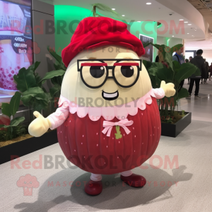 nan Radish mascot costume character dressed with a Cardigan and Eyeglasses
