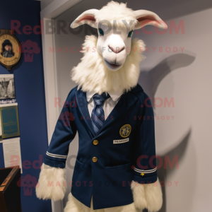 Marinblå Angora Goat maskot...