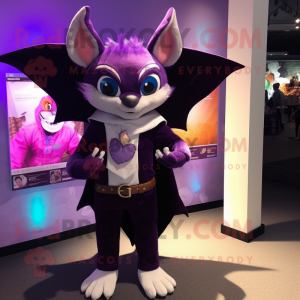 Purple Bat mascot costume character dressed with a Waistcoat and Anklets