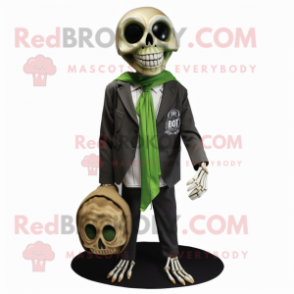 Olive Skull mascot costume character dressed with a Cover-up and Tie pins