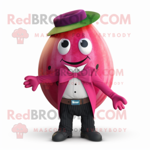 Magenta Melon mascot costume character dressed with a Blazer and Bow ties