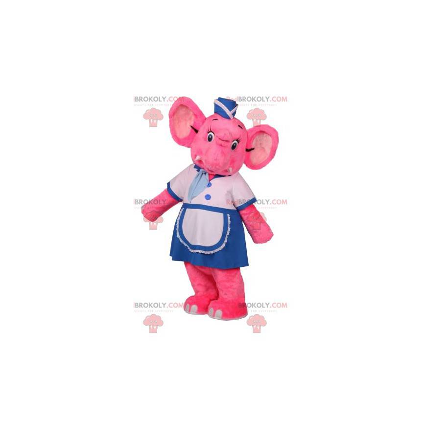 Rosa Elefantenmaskottchen im Kellnerinnenoutfit - Redbrokoly.com