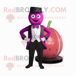 Magenta Melon mascot costume character dressed with a Blazer and Bow ties