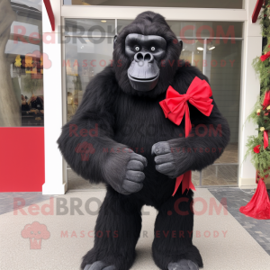 nan Gorilla mascot costume character dressed with a Wrap Dress and Bow ties