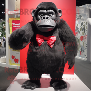 nan Gorilla mascot costume character dressed with a Wrap Dress and Bow ties