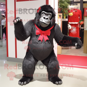 nan Gorilla mascot costume character dressed with a Wrap Dress and Bow ties
