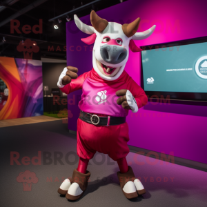 Magenta Zebu maskot kostume...