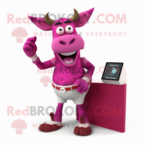 Magenta Zebu maskot kostume...