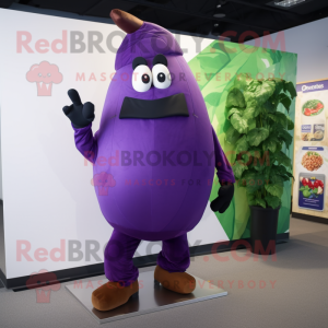 Purple Eggplant mascot costume character dressed with a Cargo Pants and Anklets