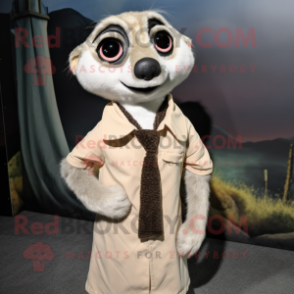 White Meerkat mascot costume character dressed with a A-Line Skirt and Ties