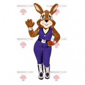 Sexet bunny maskot i lilla jumpsuit - Redbrokoly.com