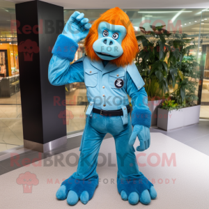 Cyan orangutang maskot...