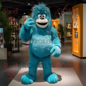 Cyan orangutang maskot...