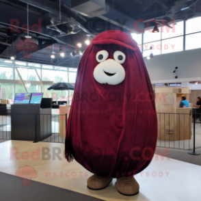 Maroon Potato mascot costume character dressed with a Poplin Shirt and Shawls