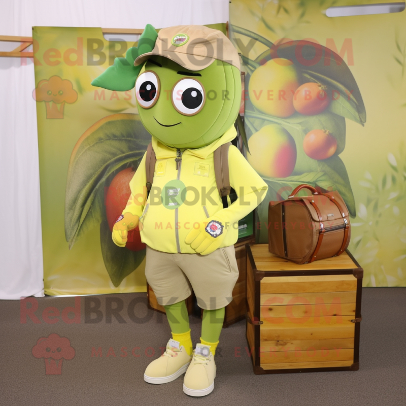 Olive Lemon mascot costume character dressed with a Cargo Shorts and Brooches Olive Lemon mascot costume character dressed with a Cargo Shorts and Brooches