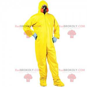 Beschermend geel pak voor mannen met gasmasker Besnoeiing L (175-180