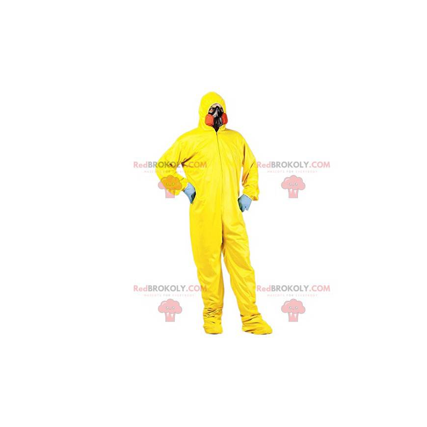 Żółty kombinezon ochronny dla mężczyzn z maską gazową -