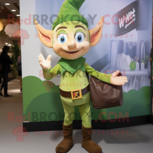Olive Elf mascot costume character dressed with a Vest and Pocket squares